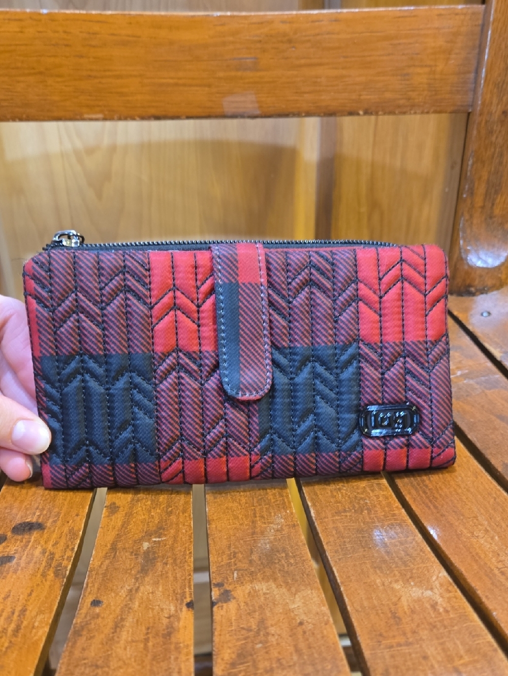 Lug Wallet Tram Zip RFID Buffalo Check Red
